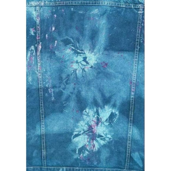 Pepsi Denim Trucker Jean Jacket Vintage Custom Tie Dye Men's L Logo Buttons 90s - Picture 3 of 11